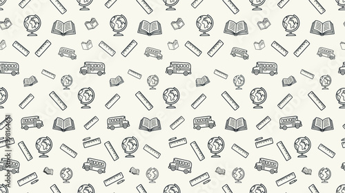 Seamless vintage travel icons pattern with suitcases cameras and maps for background designs.