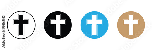 Christian cross - symbol of Christianity flat icon for apps and websites . Vector  illustration . EPS 10.