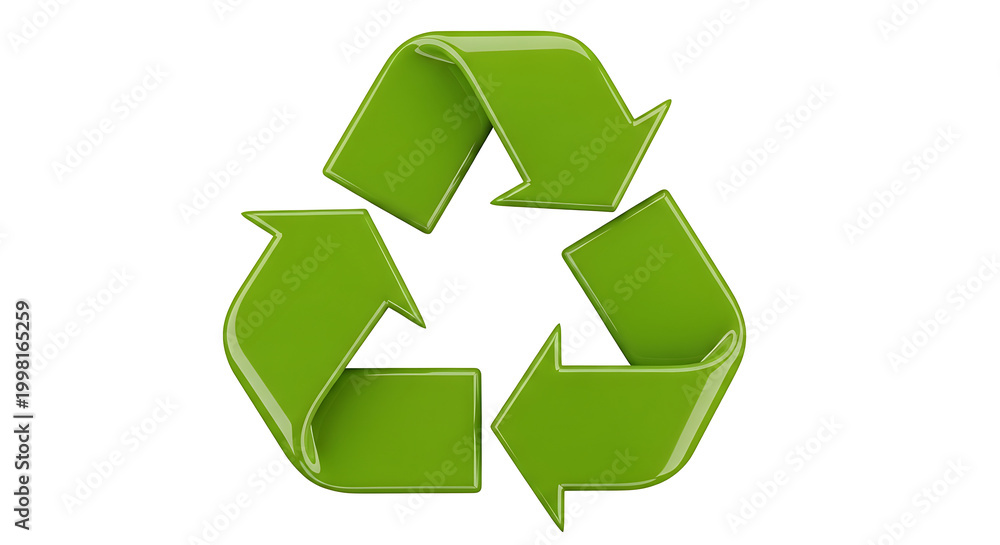 Fototapeta premium Green recycling symbol icon PNG isolated on transparent background