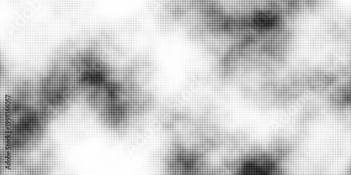 WebHalftone faded gradient texture. Grunge halftone grit background. White and black sand noise wallpaper. Retro pixilated vector backdrop