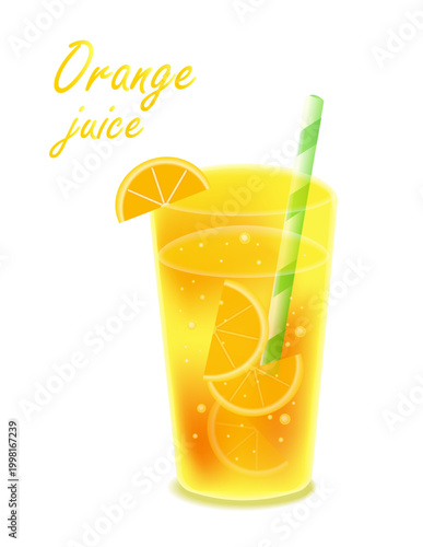 Summer banner, cool drink orange fresh, mesh gradient background with soft aura overlay, vector.
