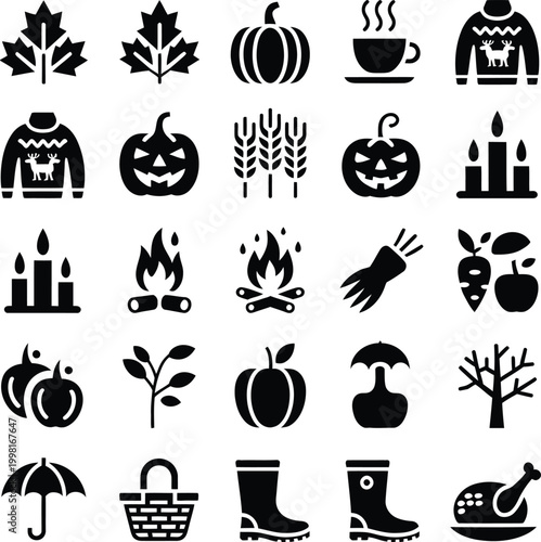 Autumn and winter seasonal set leaf