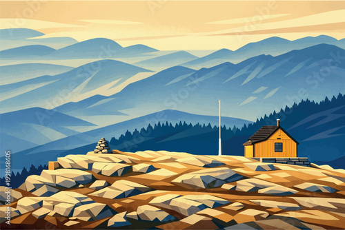 Mountain - yellow Cabin in the Norwegian Highlands