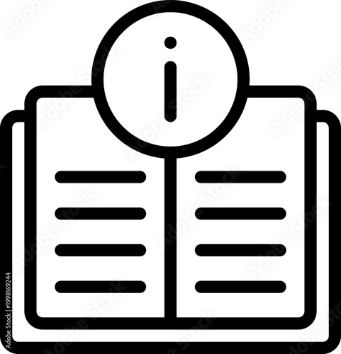 Black guide book icon - outline