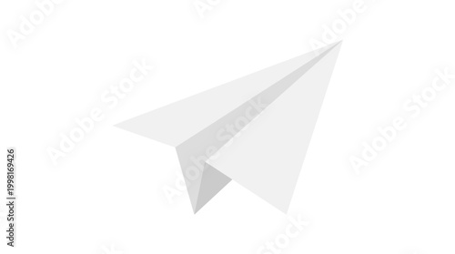 Simple white paper airplane isolated on white background for concepts and design