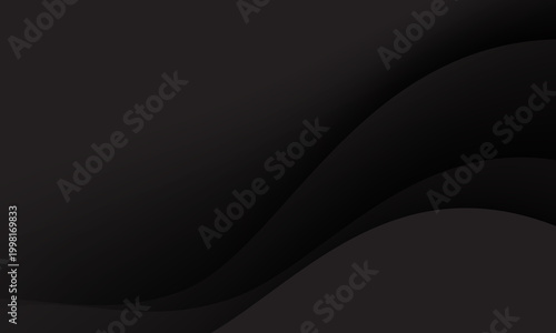 Abstract black paper cut background with elegant wavy layers vector