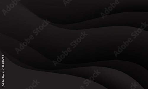 Abstract black paper cut background with elegant wavy layers vector