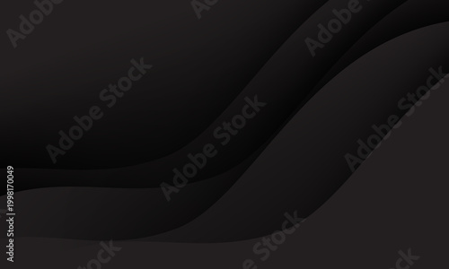 Abstract black paper cut background with elegant wavy layers vector