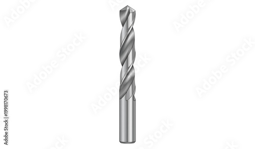 Metal Drill Bit Spiral Tool Vector Illustration Industrial Equipment Isolated on White Background