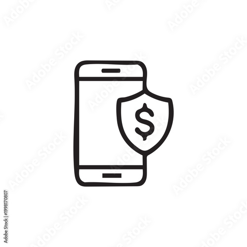 Mobile phone security symbol icon
