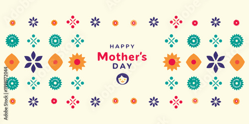 Floral pattern with mother s day text and decorative elements