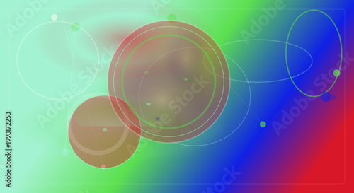 Vibrant colorful background with translucent circles in neon gradient for graphic design