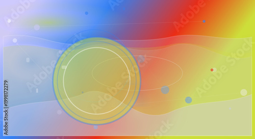 Rainbow gradient background with abstract shapes in vibrant colorful lighting for web design