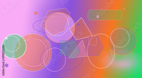 Geometric shapes in colorful gradient background for presentation