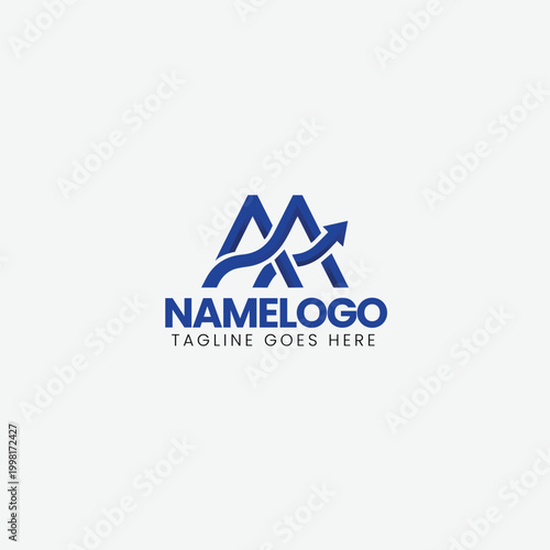 Blue tech AA Logo Template, Business Branding Icon, Corporate Tagline, Vector Graphic