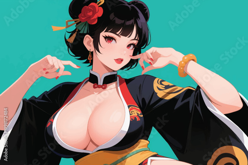 Vector Cute Anime Girl Sexy Illustration Creative Design Template 