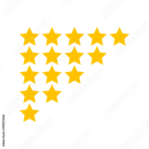 Set of star rating icons from one to five golden stars. Perfect for feedback ranking and customer evaluation display. Premium quality status symbol element. Vector EPS 10.