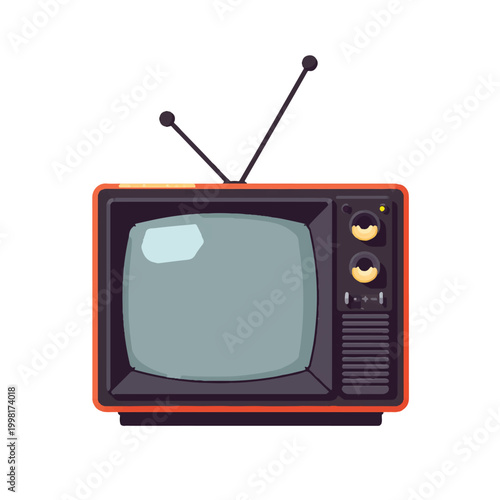 Retro television set with antenna.