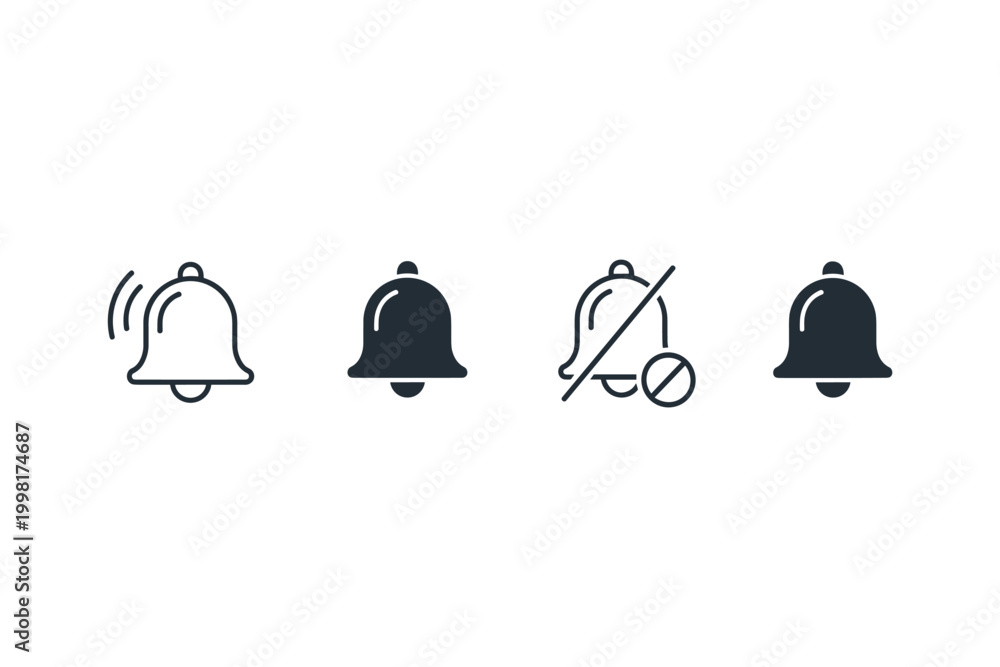 Fototapeta premium Bell Notification Icons Set