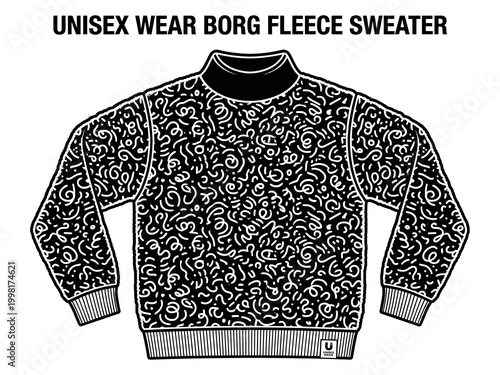 Unisex wear borg fleece sweater vector