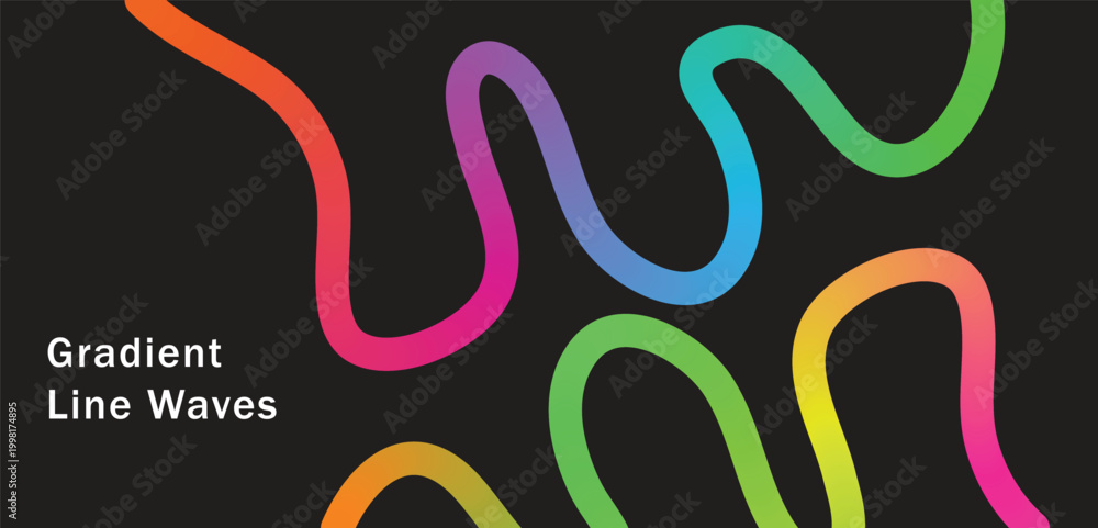 Fototapeta premium Abstract Flow Ribbons with Rainbow Color Gradient. Curve Wave Vector Lines. Colored abstract curved line art vector illustration.