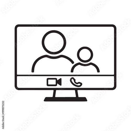 Minimalist Video Call Icon — Online Meeting and Collaboration