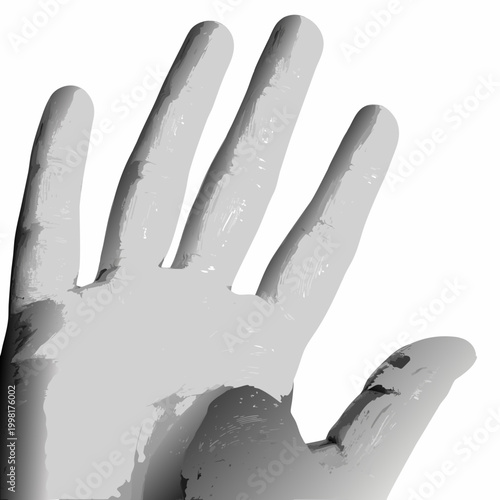 Open human hand black and white sketch style illustration