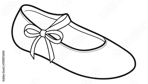 Ballerina Flat Shoe with Bow Detail Technical Fashion Flat Sketch