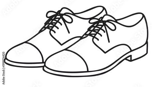 Men's Oxford Shoes Vector Illustration, Classic Derby Footwear Line Art, Male Formal Dress Shoe Icon