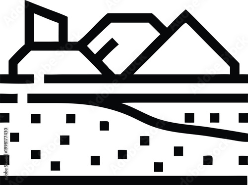 Visual representation of landscape layers showing geological strata and mountainous terrain