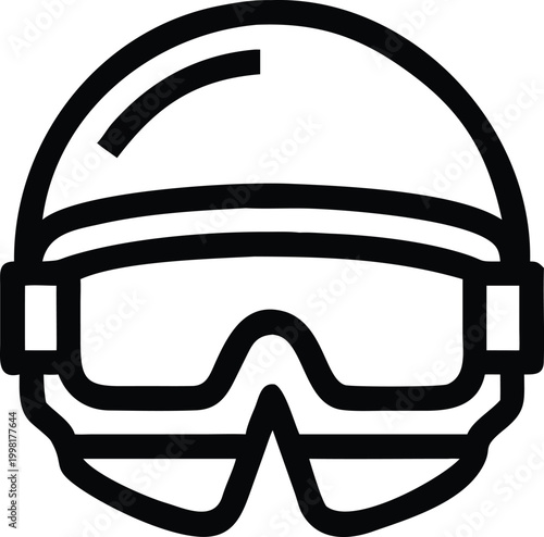 Winter Sports Helmet with Goggles Outline for Skiing and Snowboarding Safety Gear