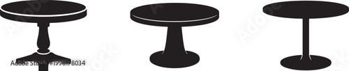 Round table silhouette icon set, modern furniture vector collection for interior and home design use.