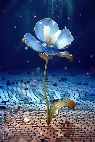 Glowing Futuristic Lotus Flower – Neon Bioluminescent Floral Digital Art