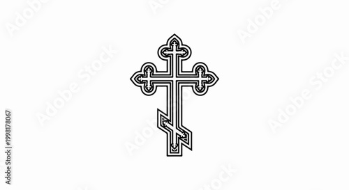 Ornate Eastern Orthodox cross with a distinctive lower bar