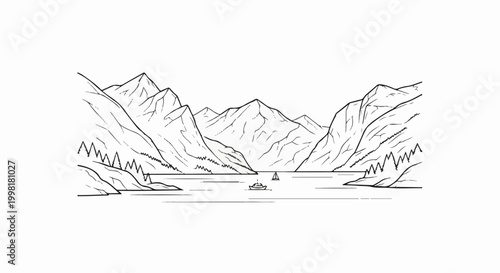 Majestic mountains frame a tranquil lake with two boats sailing