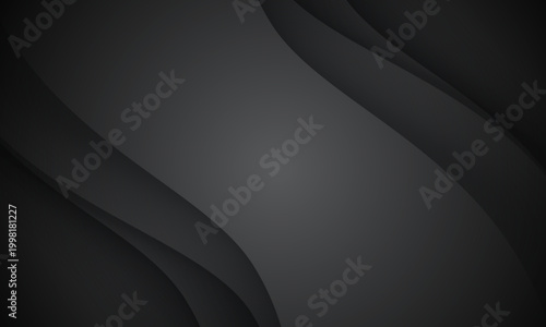 Abstract black paper cut background with elegant wavy layers vector