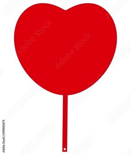 ハート型の赤いうちわのイラスト素材