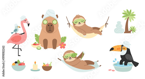 Sloth and animals in water.