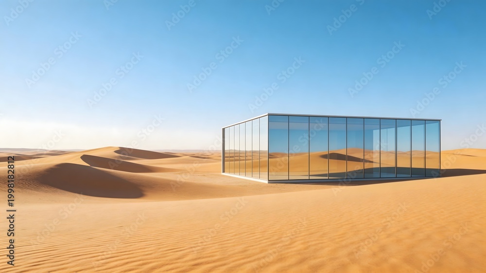 Obraz premium Modern glass structure in desert