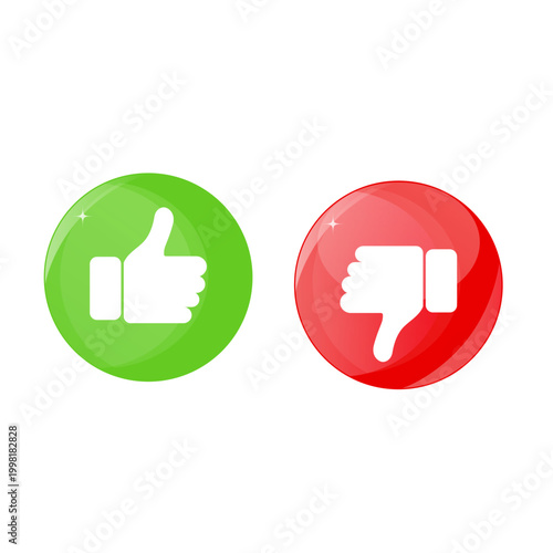 Two round buttons like and dislike vector illustration