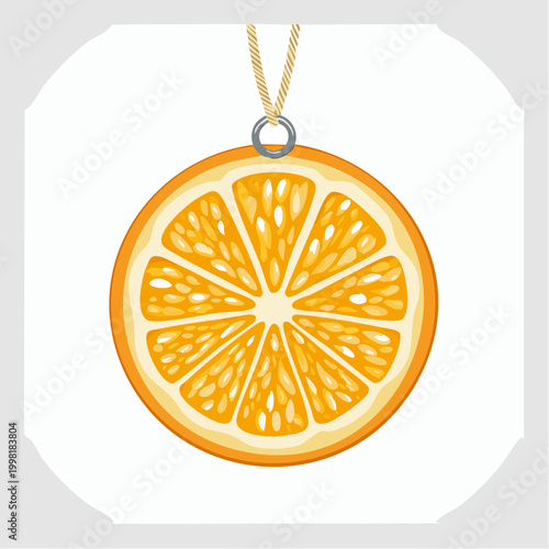 Illustration of a hanging orange slice with a string
