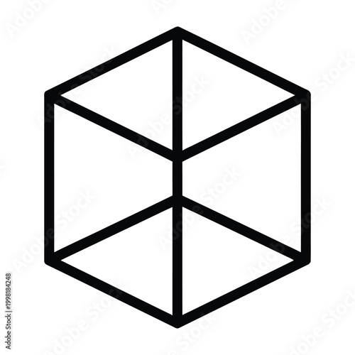 Black outline cube shape symbol icon geometry