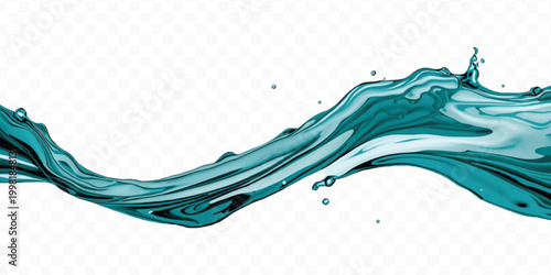 realistic 3d smooth liquid clean water splash in curve and wave style isolated on transparent background	
