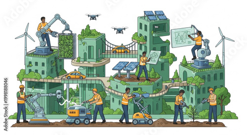 Innovative Smart City Technology and Sustainable Urban Development with Green Architecture and Robotics