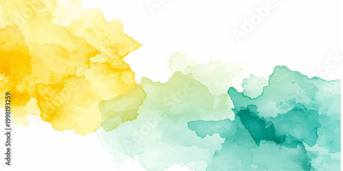 Abstract blue watercolor painting of a cloudy sky with vintage paper texture and grunge design elements evoking a light ethereal cloudscape or heavenly nature scene