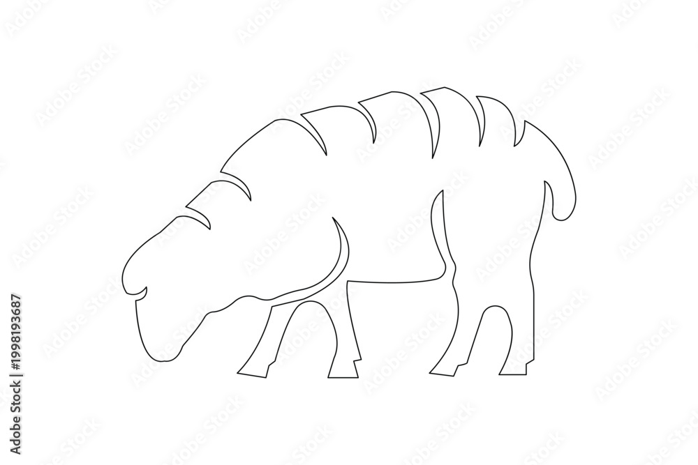 Obraz premium Continuous line sheep icon minimalist drawing style isolated vector graphic illustration