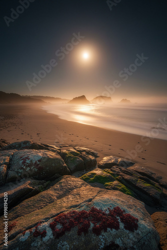 coastal landscape in moonlight