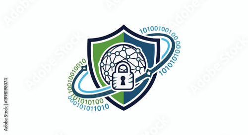 Secure digital network with padlock and binary code orbits