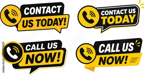 Tableau sur toile Contact us today call now banner set business flat vector template