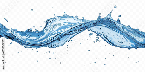 realistic 3d smooth liquid clean water splash in curve and wave style isolated on transparent background	
